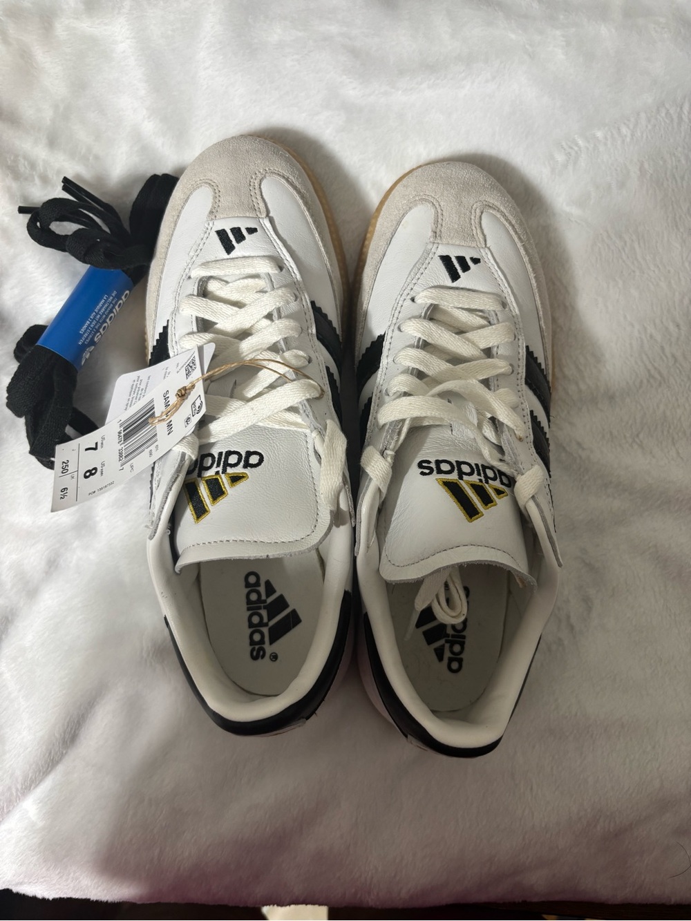 adidas White Black Low-Top Sneakers with Gold Accents (Samba)